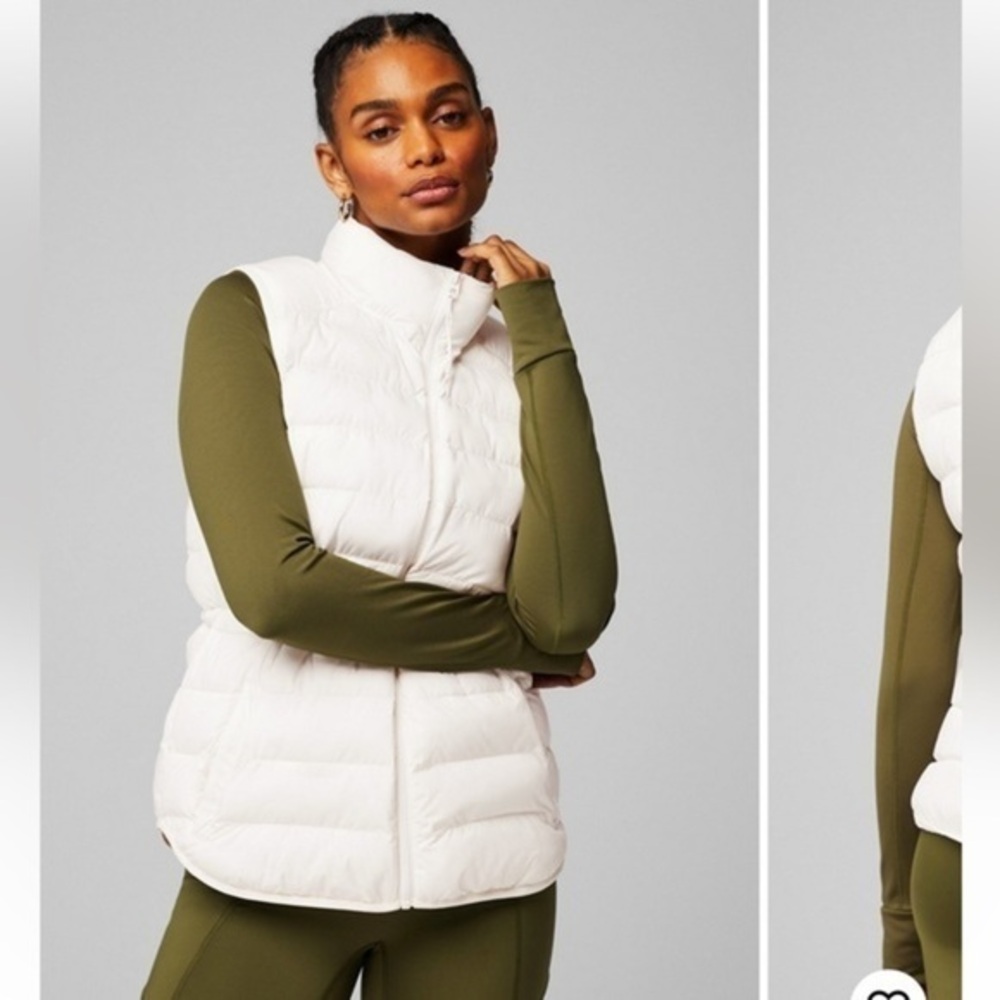 XL Fabletics Essential Puffer Vest in Bone **NEW**
